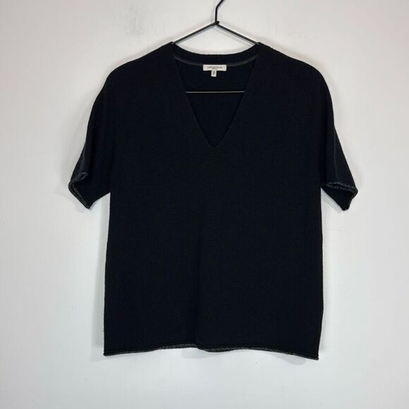 Lafayette 148 Black Cashmere Short Sleeve w/ Metallic Detail S - Picture 1 of 6